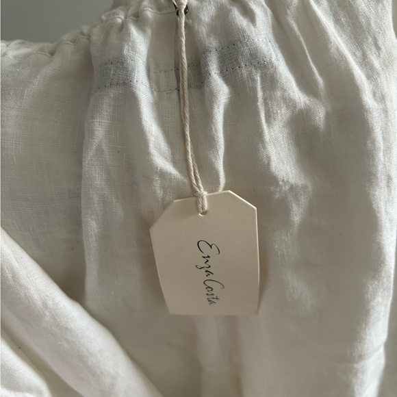 Enza costa white French linen button down high waisted pants nwt - Picture 5 of 5